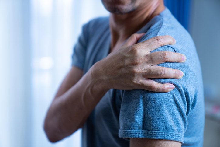 Photo shows shoulder joint pain