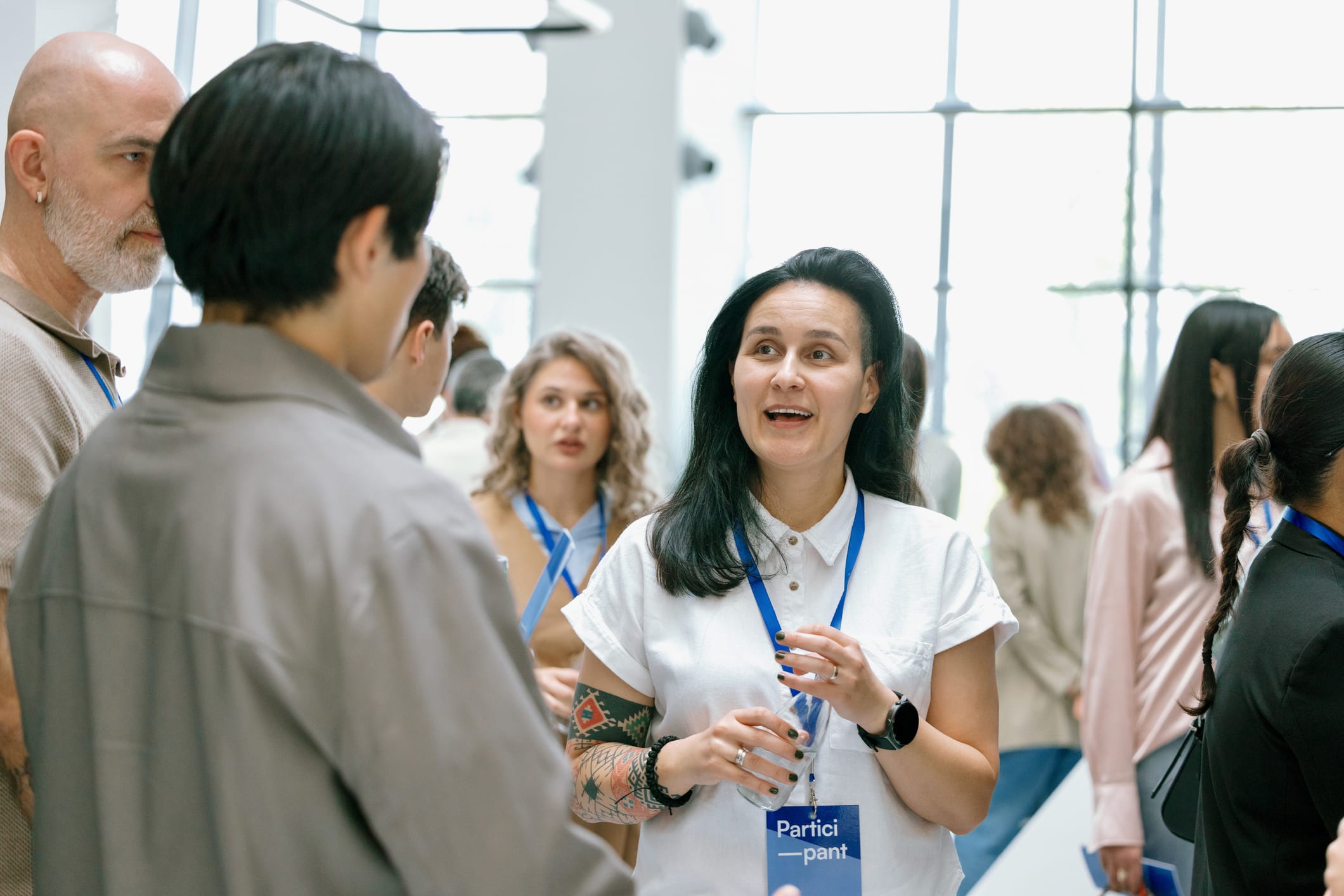 Conference attendees networking